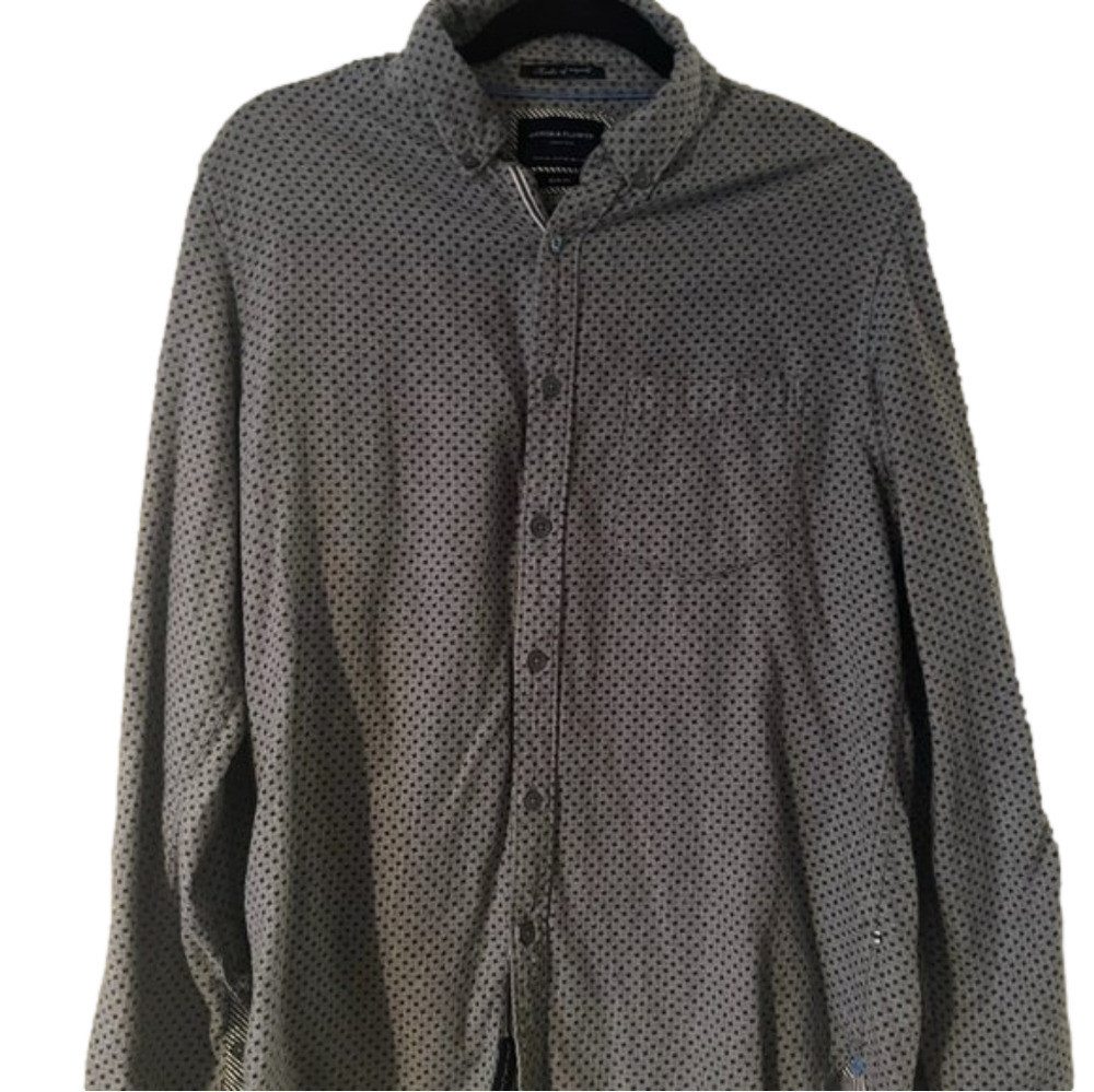 Denim & Flower Size Large Grey Slim Fit Button Up Shirt